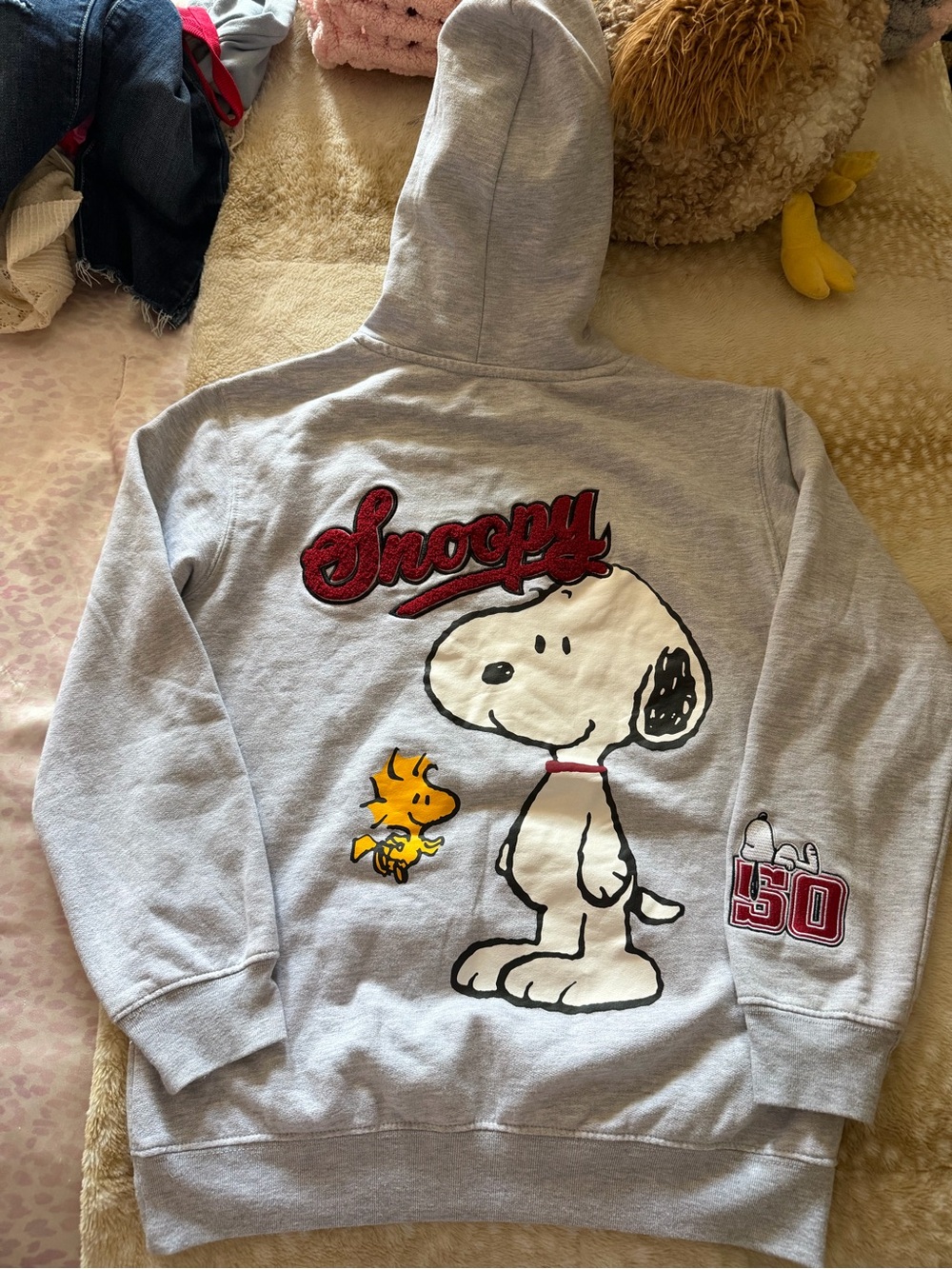 Grey snoopy hoodie embroidered logo